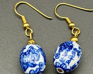 chinoiserie porcelain bead earrings
