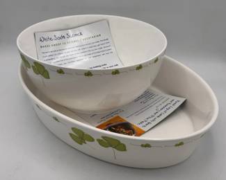 (2) Rachel Allen Tipperary Crystal Shamrock Dishes