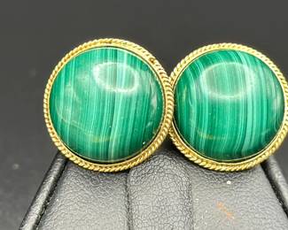 14K Gold & Malachite Earrings