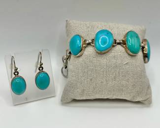 Turquoise Sterling Silver Southwestern Style Jewelry Stamped 925