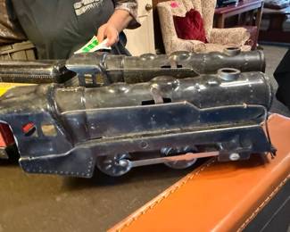 Vtg MARX Tin Locomotive Train Set Wind Up Motor 9 Cars and track