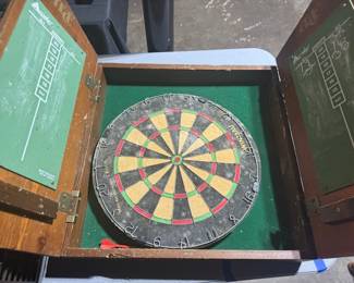 Vintage Dartboard and Cabinet