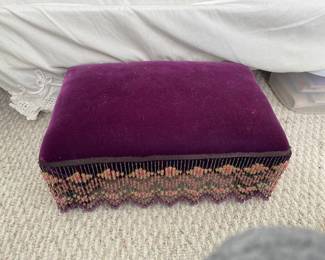 Stunning velvet and beaded fringe footstool.