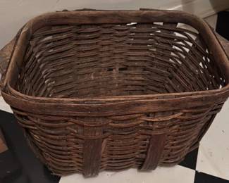 Antique Wicker Gathering Basket 