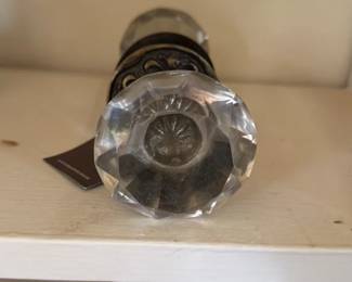 Antique Cut Glass Doorknob with Brass Hardware 