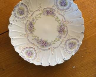 Antique Porcelain Plate with Violets 