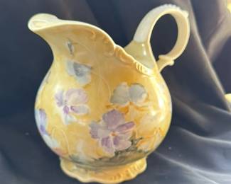 Antique Porcelain Creamer with Floral Motif 