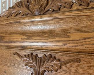 Antique Oak Headboard and Footboard Set 
