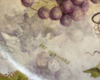 Hand Painted Porcelain Plate with Grapes by Pat Hubinger 