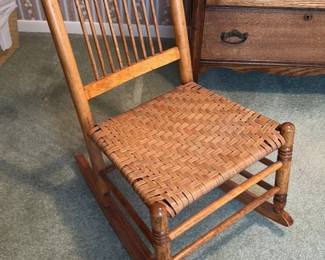 Vintage Woven Seat Rocking Chair 