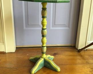 Hand-painted Octagonal "rose" plant stand table with 1996 date 