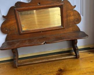 Victorian Walnut Wall Mirror with Shelf 