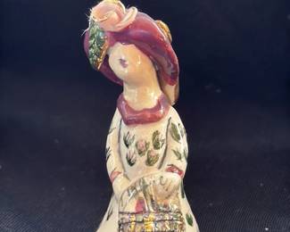 Vintage Ceramic Figurine of a Woman with a Basket 