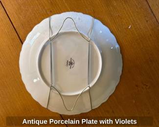Antique Porcelain Plate with Violets 