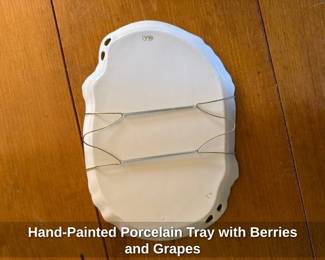 Hand-painted Porcelain Tray with Berries and Grapes  