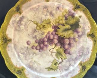 Hand Painted Porcelain Plate with Grapes by Pat Hubinger 