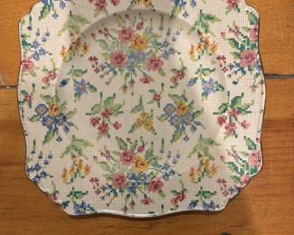 vintage floral square cake plate 