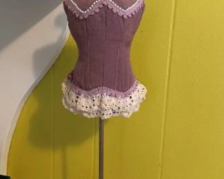 Vintage Fabric Dress Form with Lace Trim 