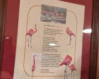 Framed "My Friend The Flamingo" Poem with Artwork 