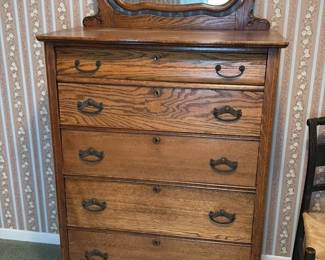 Antique Oak Dresser with Mirror 