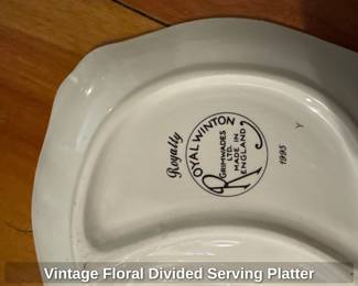 Vintage Floral Divided Serving Platter 