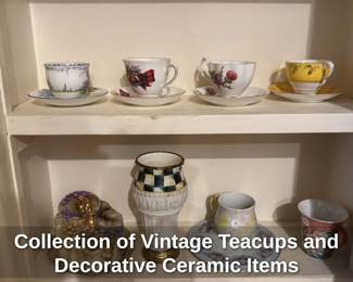 Collection of Vintage Teacups and Decorative Ceramic Items 