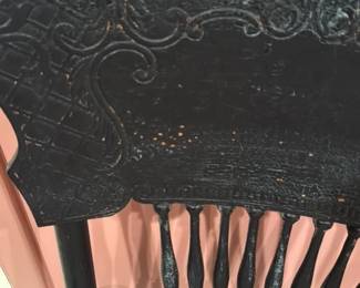 Antique Black Windsor Armchair with Floral Upholstery 