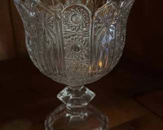 Antique Crystal Pedestal Compote Dish 