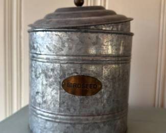 Vintage Galvanized Birdseed Tin 