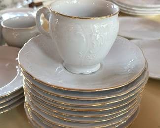 Vintage Porcelain Tea Set with Gold Trim 
