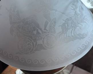 Victorian Era Oil Lamp with Etched Frosted Glass Shade