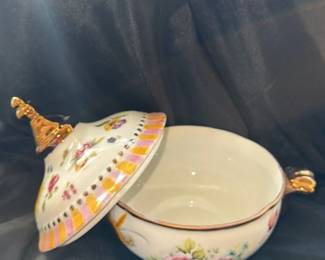 Victorian Style Porcelain Trinket Box with Floral Motif 