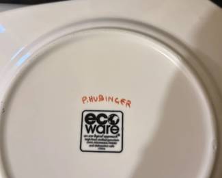 Eco Ware P. Hubinger Hand-Painted Floral Plate 