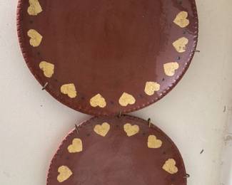 Vintage Folk Art Heart Decorated Plates 