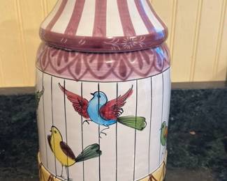Vintage Italian Ceramic Birdcage Cookie Jar 