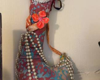 Handmade Fabric Doll with Pearl Embellishments 