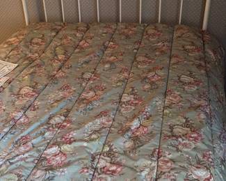 Vintage White Metal Bed Frame with Brass Accents 