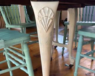 antique farmhouse dining set with pedestal table and spindle chairs 