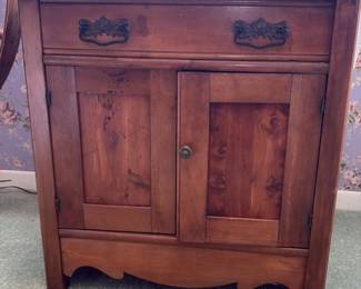 Antique Wooden Cabinet with Drawer and Doors 