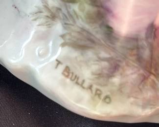 T. Bullaro Hand Painted Porcelain Pitcher with Floral Motif 