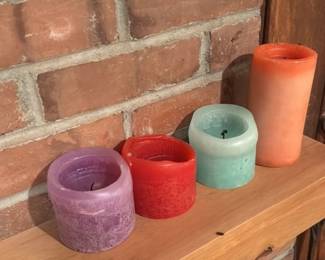 Set of 8 Scented Pillar Candles in Various Colors 