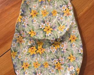 Vintage Divided Serving Dish with Daffodil Pattern 