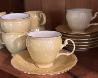 Vintage Yellow Porcelain Teacup and Saucer Set 