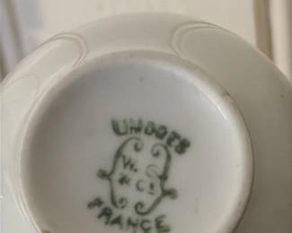 Antique French Porcelain Demitasse Cups and Saucers Set 