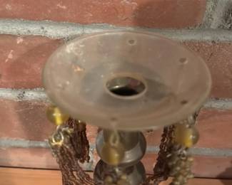 Brass Candlestick with Beaded Tassels 