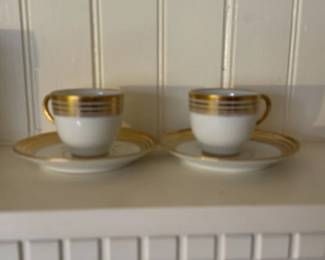 Antique French Porcelain Demitasse Cups and Saucers Set 