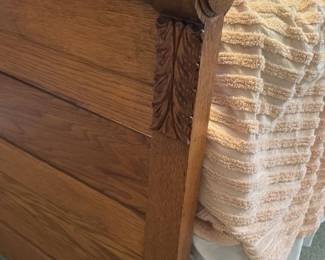 Antique Oak Headboard and Footboard Set 
