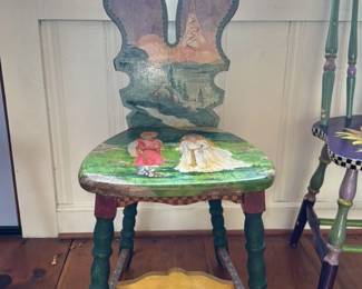 Hand Painted Folk Art Chair 
