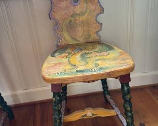 Whimsical Dragon and Cherry Blossom Child's Chair 