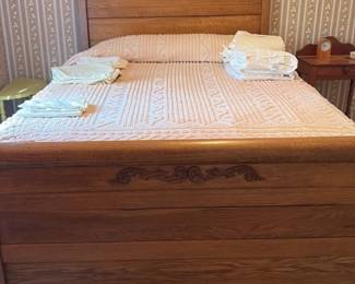 Antique Oak Headboard and Footboard Set 